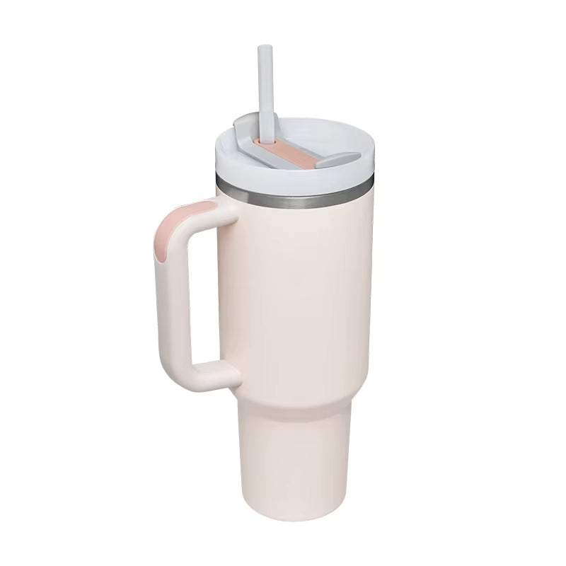 40oz black Tumbler with Handle & Straw