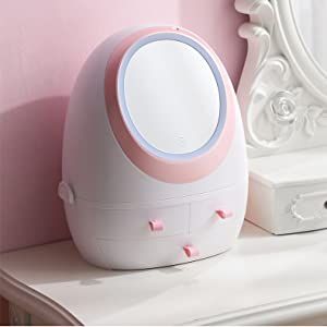 Oval Mirror Cosmetic Storage Organizer