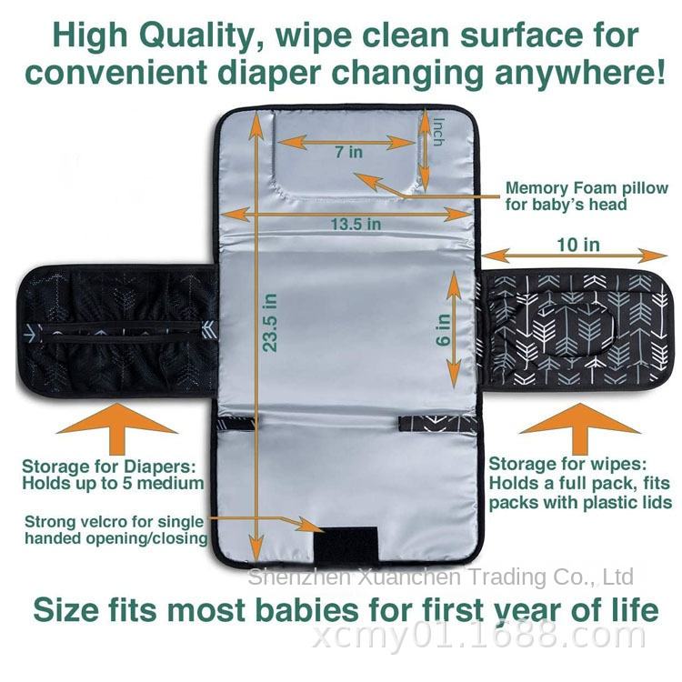 Portable Baby Diaper Changing Mat Foldable Travel Pad with Pockets