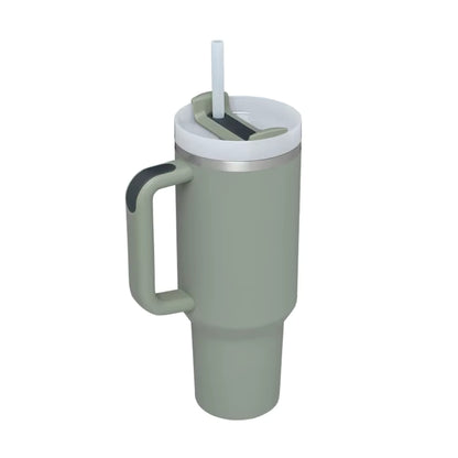 40oz black Tumbler with Handle & Straw