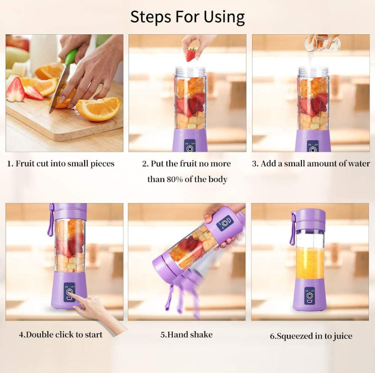 Rechargeable Mini Juicer Blender – Portable Fresh Juice Maker for Gym, Home & Office
