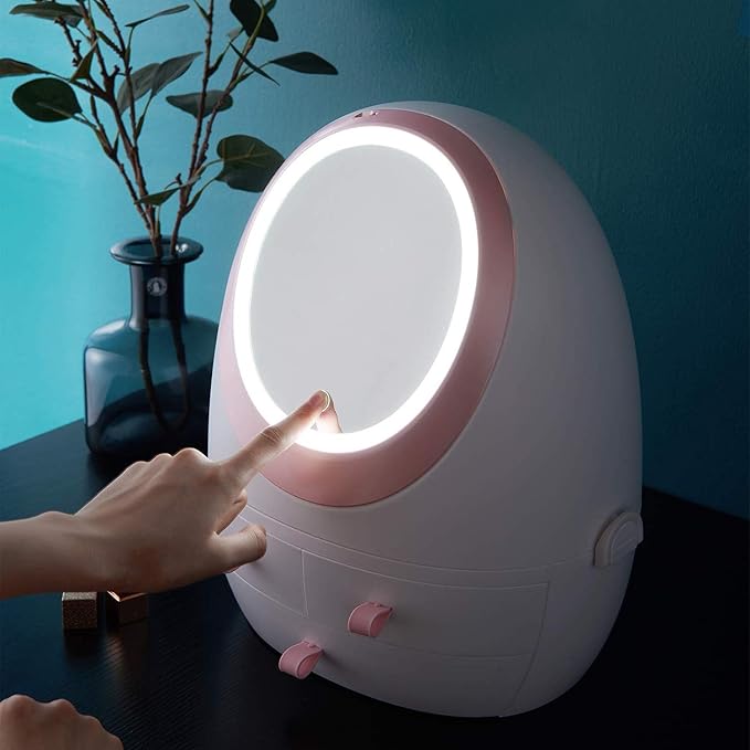 Oval Mirror Cosmetic Storage Organizer