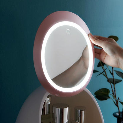 Oval Mirror Cosmetic Storage Organizer