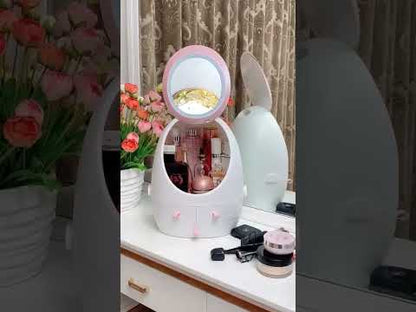 Oval Mirror Cosmetic Storage Organizer